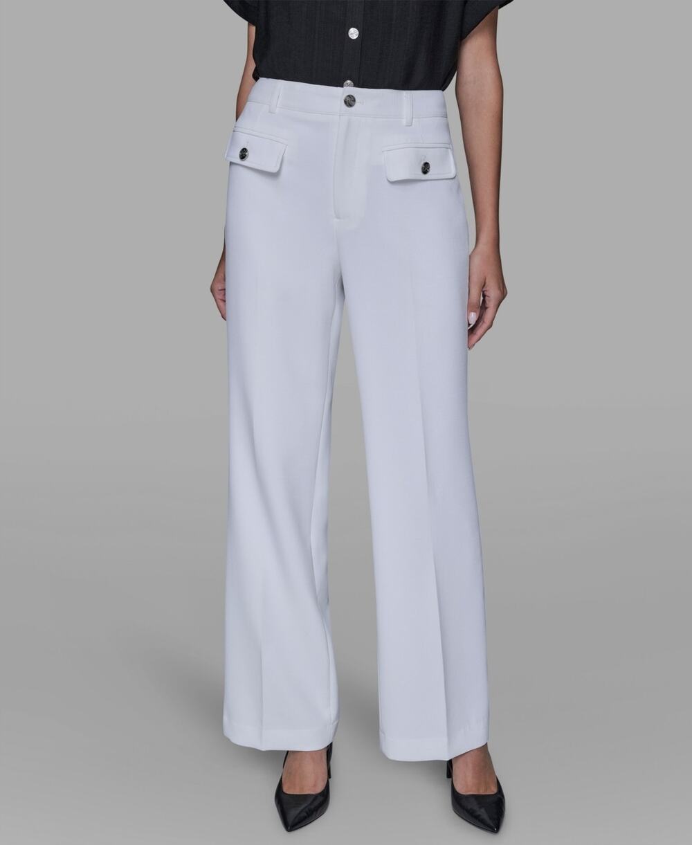 KARL LAGERFELD PARIS Women's Mid Rise Straight Leg Pants White Size 10 3910